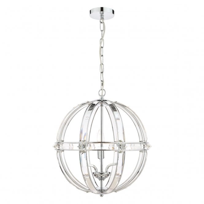 AIDAN Glass & Polished Chrome 3 Light Globe Chandelier