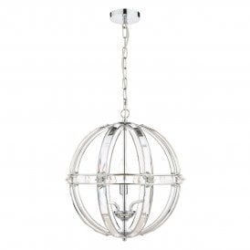 Polished Chrome 3 Light Chandelier with cut glass crystal detail 
