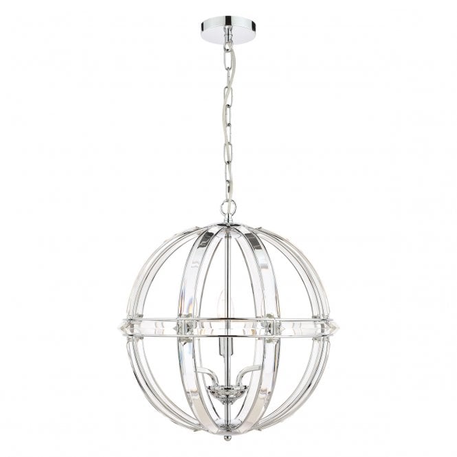 AIDAN Glass & Polished Chrome 5 Light Globe Chandelier