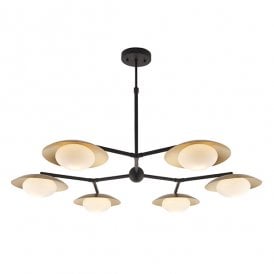 AMARYLLIS Large Gold And Bronze Dish Semi-Flush With Opal Pebble Shaped Glass