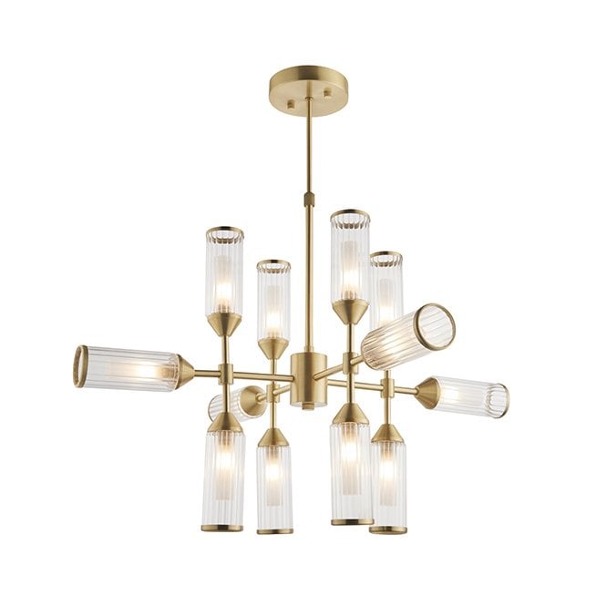 ANCILLARY Ribbed And Frosted Glass Satin Brass Pendant