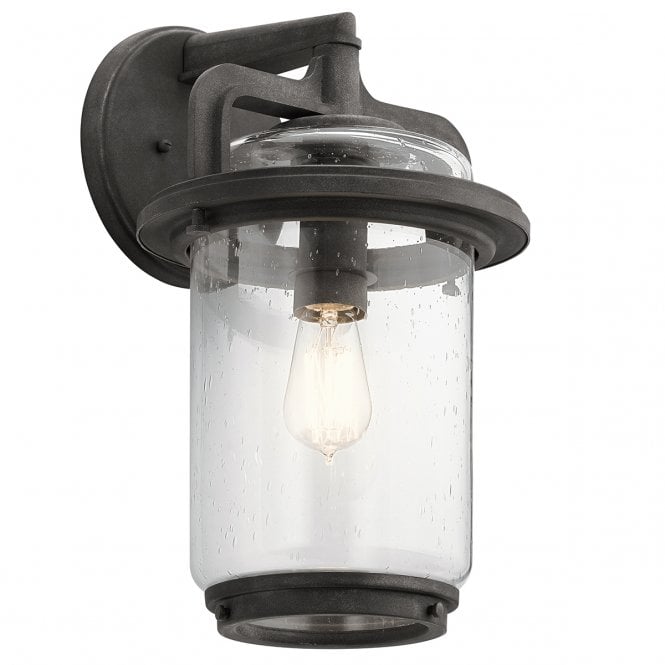 ANDOVER Large Wall Lantern in Weathered Zinc IP44 Rated for Outdoor Use