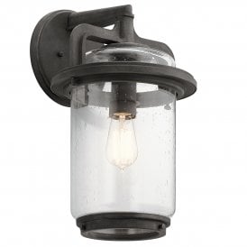 ANDOVER Large Wall Lantern in Weathered Zinc IP44 Rated for Outdoor Use