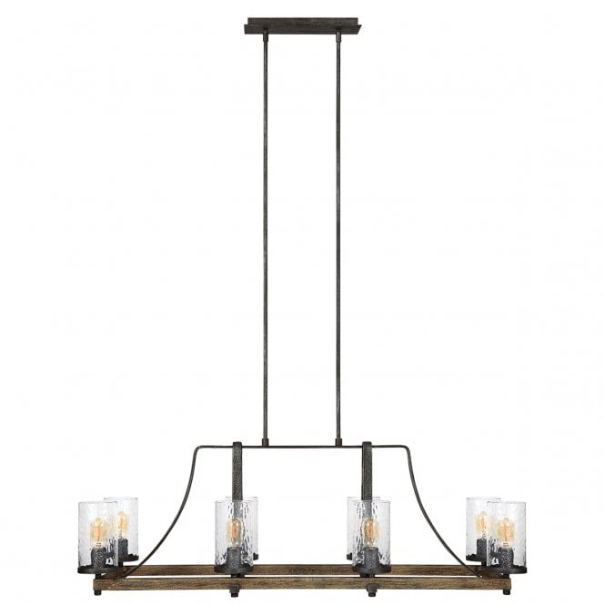 ANGELO 8 Light Isle Chandelier in Distressed Weathered Oak / Slate Grey Metal