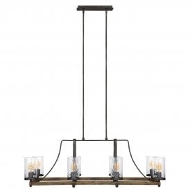 ANGELO 8 Light Isle Chandelier in Distressed Weathered Oak / Slate Grey Metal