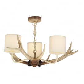 ANTLER Ceiling Pendant with Bleached Replica Antlers Pendant Only