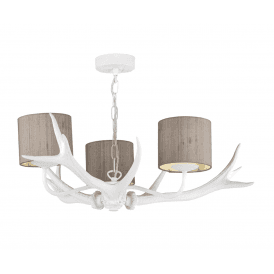 ANTLER Replica Stag Ceiling Pendant 3 Light with 3 Truffle Shades