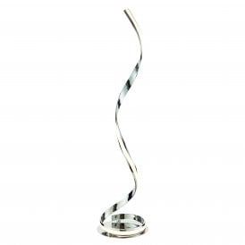 ARIA LED Swirl Floor Lamp | Chrome Effect Plate & White Acrylic