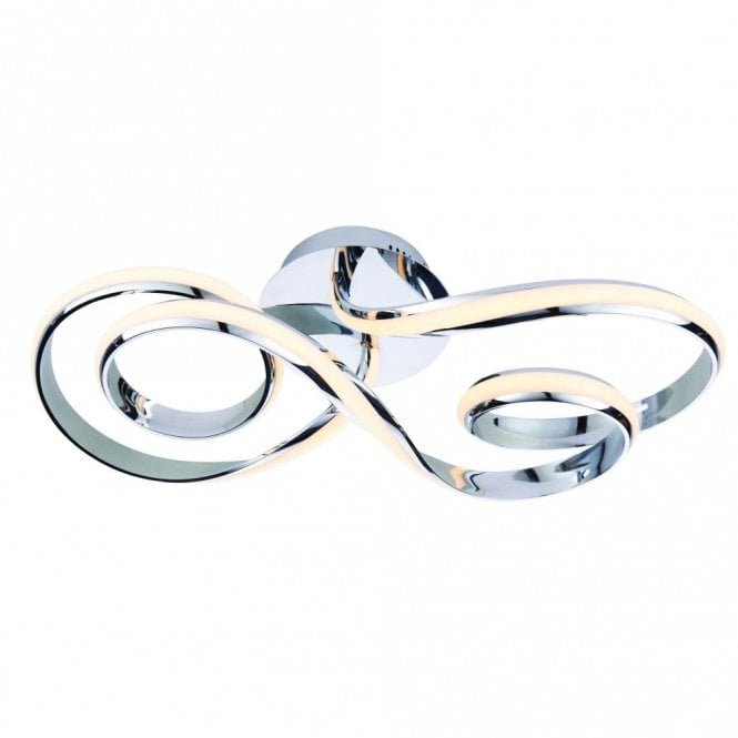 ARIA Semi Flush 36W Chrome Effect Plate & Matt White Silicone
