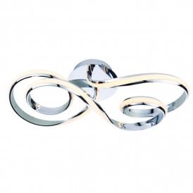 ARIA Semi Flush  36W Chrome Effect Plate & Matt White Silicone