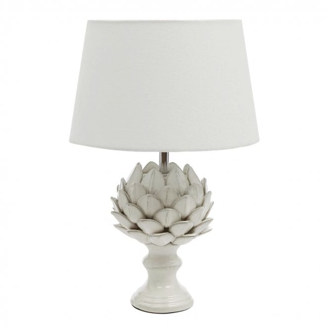 ARTICHOKE Cream Table Lamp with Ivory Linen Shade