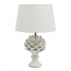 ARTICHOKE Cream Table Lamp with Ivory Linen Shade