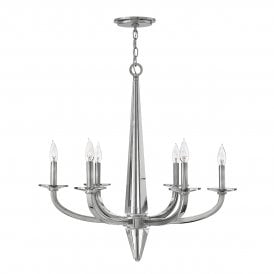 ASCHER 6 Light Chandelier in Polished Nickel