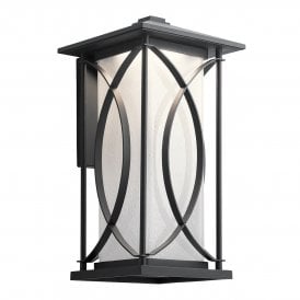 ASHBERN Large Wall Lantern in Textured Black IP44 Rated for Outdoor Use