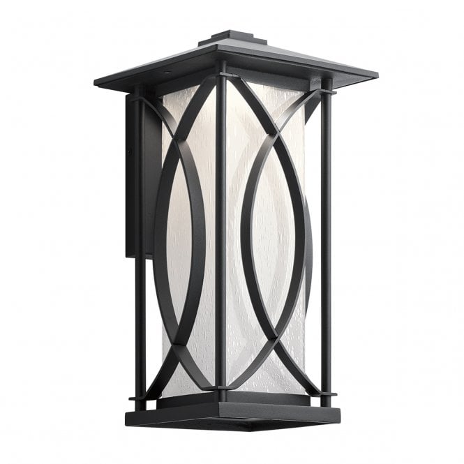 ASHBERN Medium Wall Lantern in Textured Black IP44 Rated for Outdoor Use