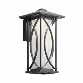 ASHBERN Small Wall Lantern in Textured Black IP44 Rated for Outdoor Use