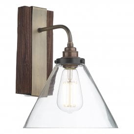 ASPEN Wall Light Wood Effect/Tapered Glass