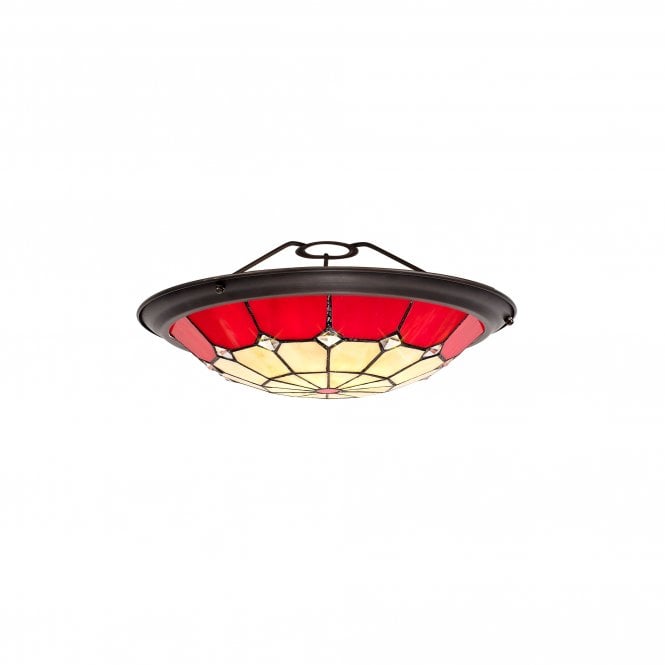 ASTON Tiffany Glass Red Cream Crystal | Antique Brass