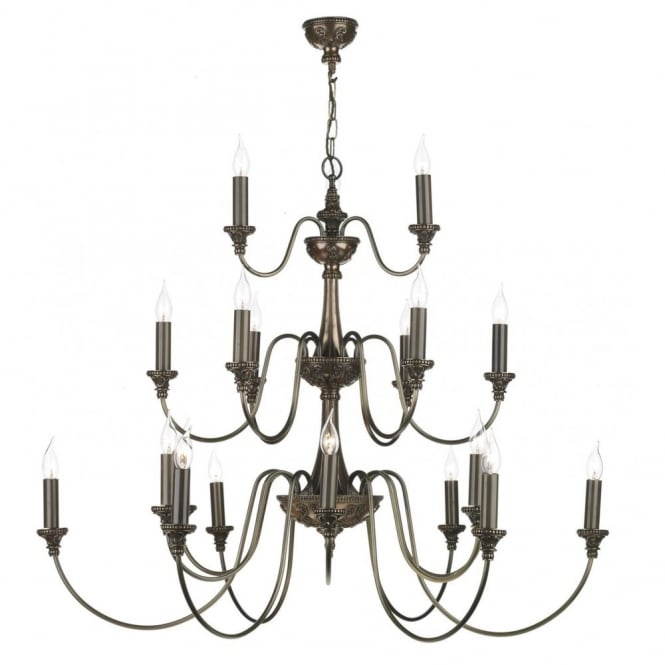 BAILEY 21 Light 3 Tier Regency Chandelier Brass & Bronze