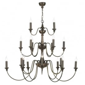 BAILEY 21 Light 3 Tier Regency Chandelier Brass & Bronze