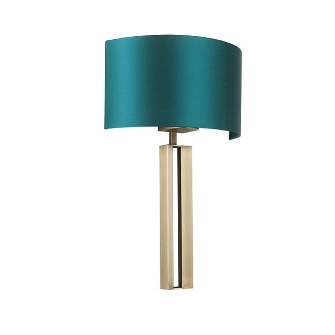 BAILEY Matt Brass Slotted Wall Light With Teal Shade
