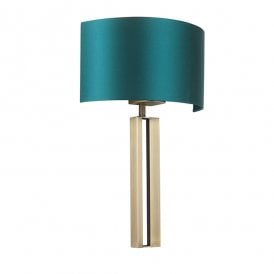 BAILEY Matt Brass Slotted Wall Light With Teal Shade