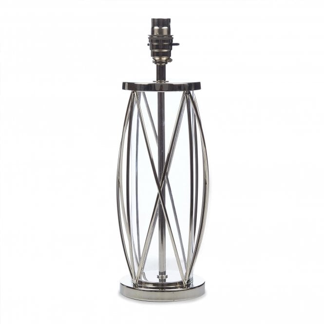 BECKWORTH Small Table Lamp in Polished Nickel and Glass | Base Only