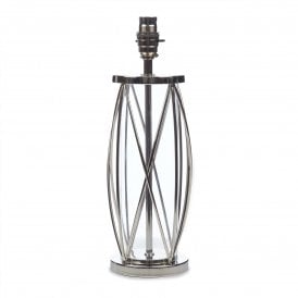 BECKWORTH Small Table Lamp in Polished Nickel and Glass | Base Only