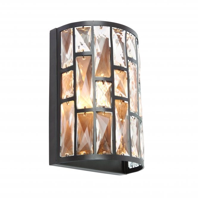 BELLE 1 Light Wall Light | Dark Bronze Paint & Clear Crystal