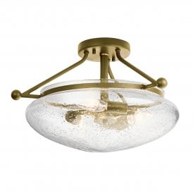 BELLE 3 Light Semi-Flush Mount in Brushed Natural Brass