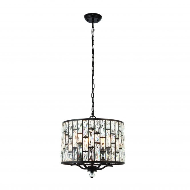 BELLE 5 Light Pendant | Dark Bronze Paint & Clear Crystal