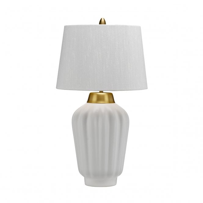 BEXLEY 1 Light Table Lamp in White & Brushed Brass