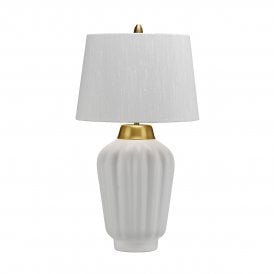 BEXLEY 1 Light Table Lamp in White & Brushed Brass
