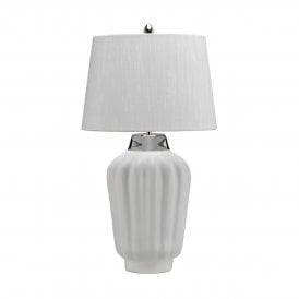 BEXLEY 1 Light Table Lamp in White & Polished Nickel