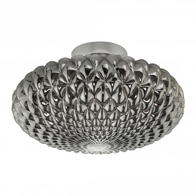 BIBIANA Wall/Flush Ceiling Light | Chrome & Textured Smoke Glass L