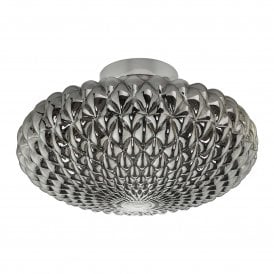 BIBIANA Wall/Flush Ceiling Light | Chrome & Textured Smoke Glass L