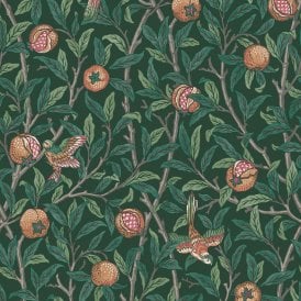 Bird & Pomegranate Deep Green Green Wallpaper