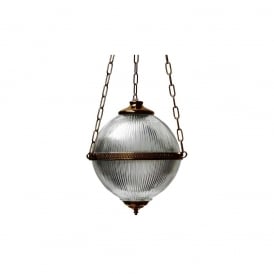 BLAENAU Victorian Holophane Pendant Antique Brass
