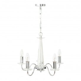 BLAKE 5 Light Ceiling Pendant in Polished Chrome with Glass Crystal