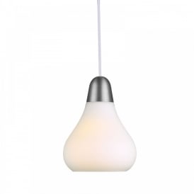 BLOOM 16 Ceiling Pendant Opal White Glass includes Brushed Steel/Copper Detail