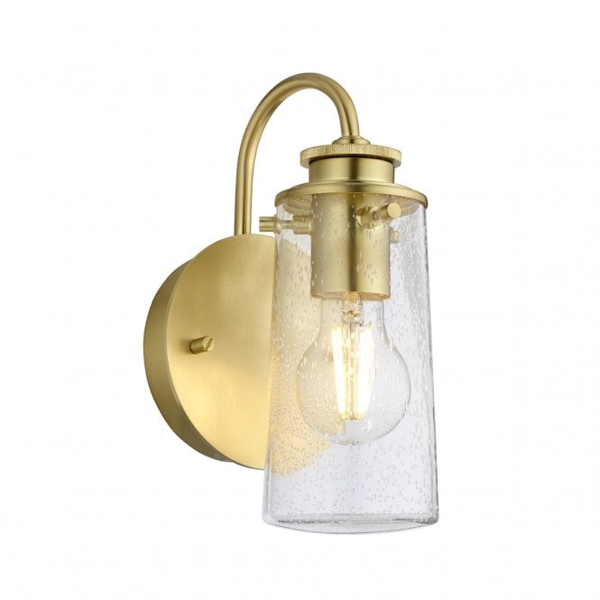 BRAELYN 1 Light Wall Light in Brushed Brass IP44 Bathroom Safe