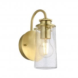 BRAELYN 1 Light Wall Light in Brushed Brass IP44 Bathroom Safe