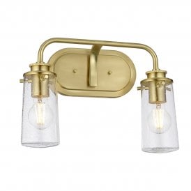 BRAELYN 2 Light Wall Light in Brushed Brass IP44 Bathroom Safe