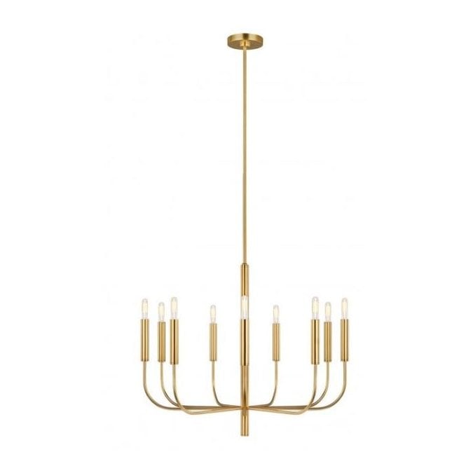 BRIANNA 9 light chandelier Mid Century Minimal Chandelier | Burnished Brass