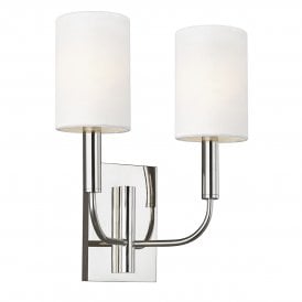 BRIANNA Double Wall Polished Nickel with White Shades