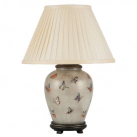 BUTTERFLIES Small Glass Table Lamp | Almond Shade