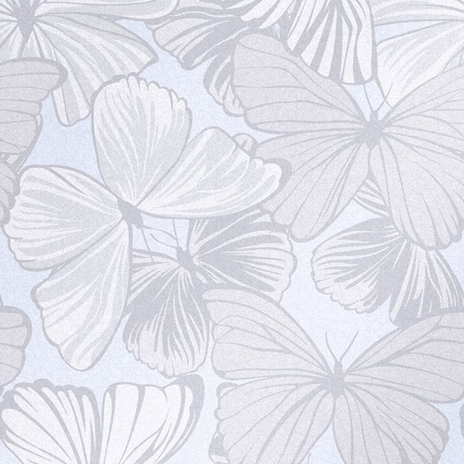 BUTTERFLY Garden Wallpaper in Silver White, Sugared Grey, Dark Sugared Grey