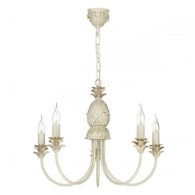 CABANA Luxury 5 Light Ceiling Pendant Painted in Cream and Gold