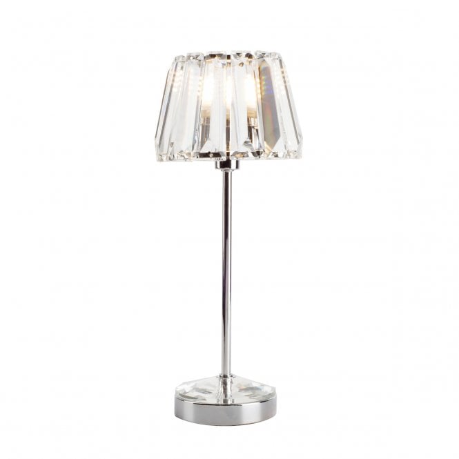 CAPRI Small Table Lamp Polished Chrome With Crystal Glass Shade