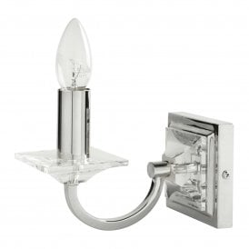 CARSON Wall Light in Polished Nickel with Glass Crystal